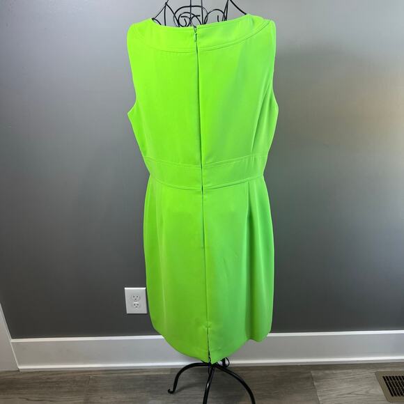 Tahari ASL Bright Green Sleeveless Lined Sheath Dress Size 12P - Picture 2 of 8